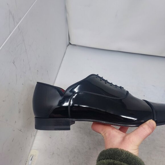 Christian Louboutin MENS Greggy Chick Black Lace Up Patent Dress Shoe - Picture 5 of 10